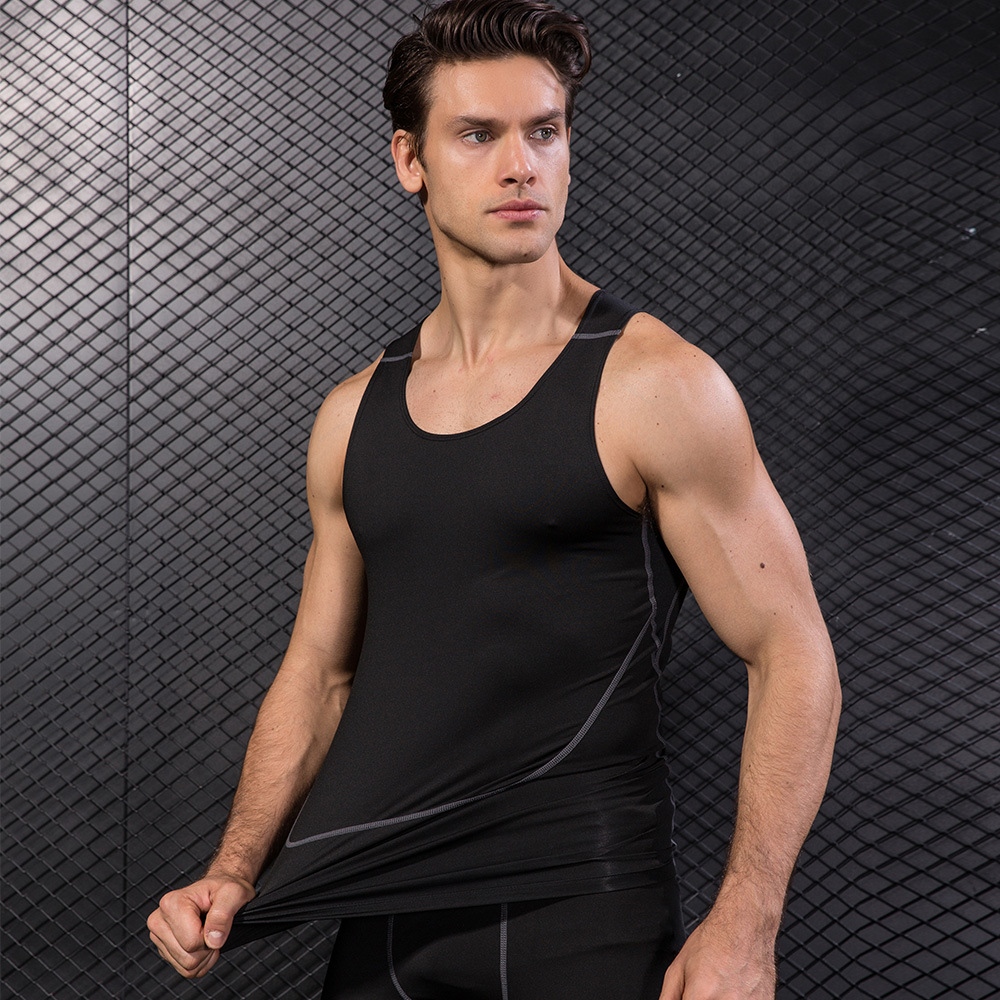 Men Black Sport Skinny Vest Ti - огляд і ціна T Shirt Tight Fit