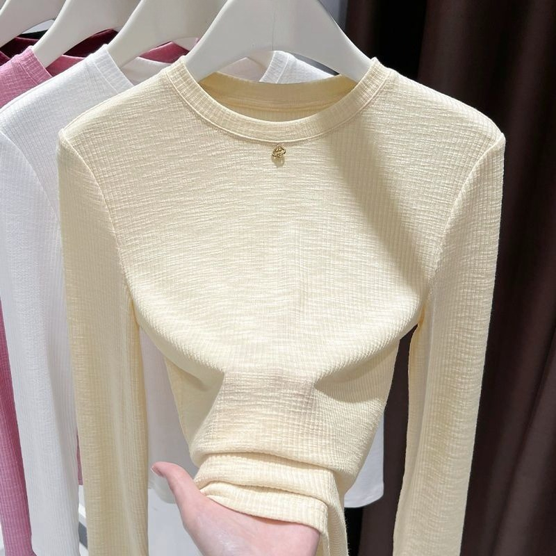 Women Slub Cotton Long Sleeve  - огляд і ціна Undershirt Crew Neck