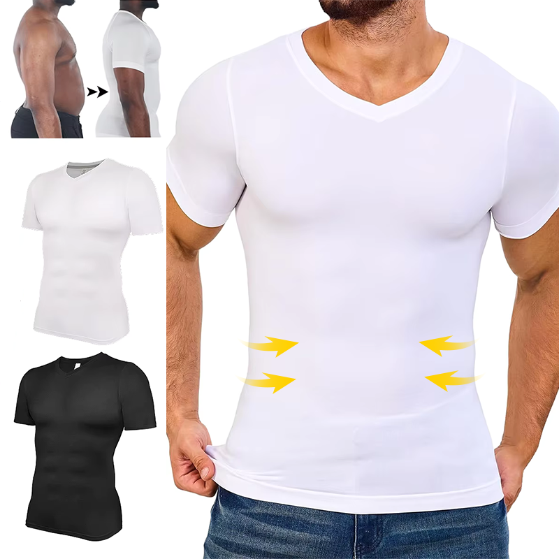 Men V Neck Compression Shirts  - огляд і ціна Undershirt Crew Neck